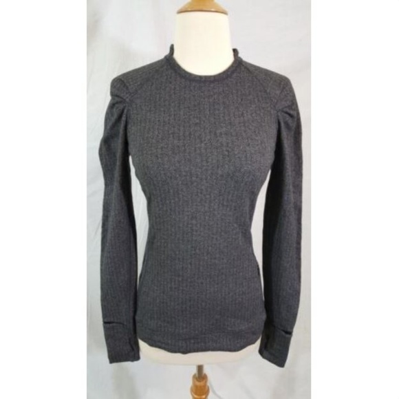 SOLD - Lululemon Think Fast LS Top 4 Black Herringbone - Picture 2 of 11